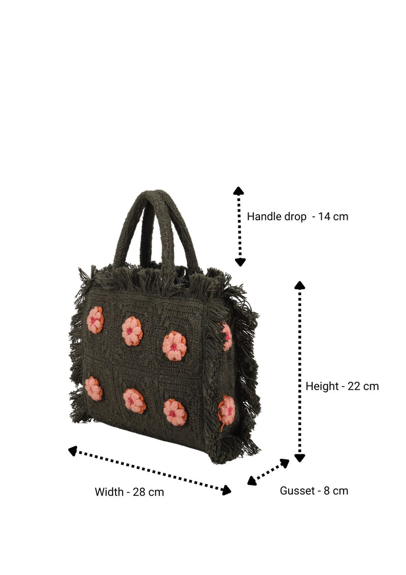 Olive Crochet Mini Handheld Bag