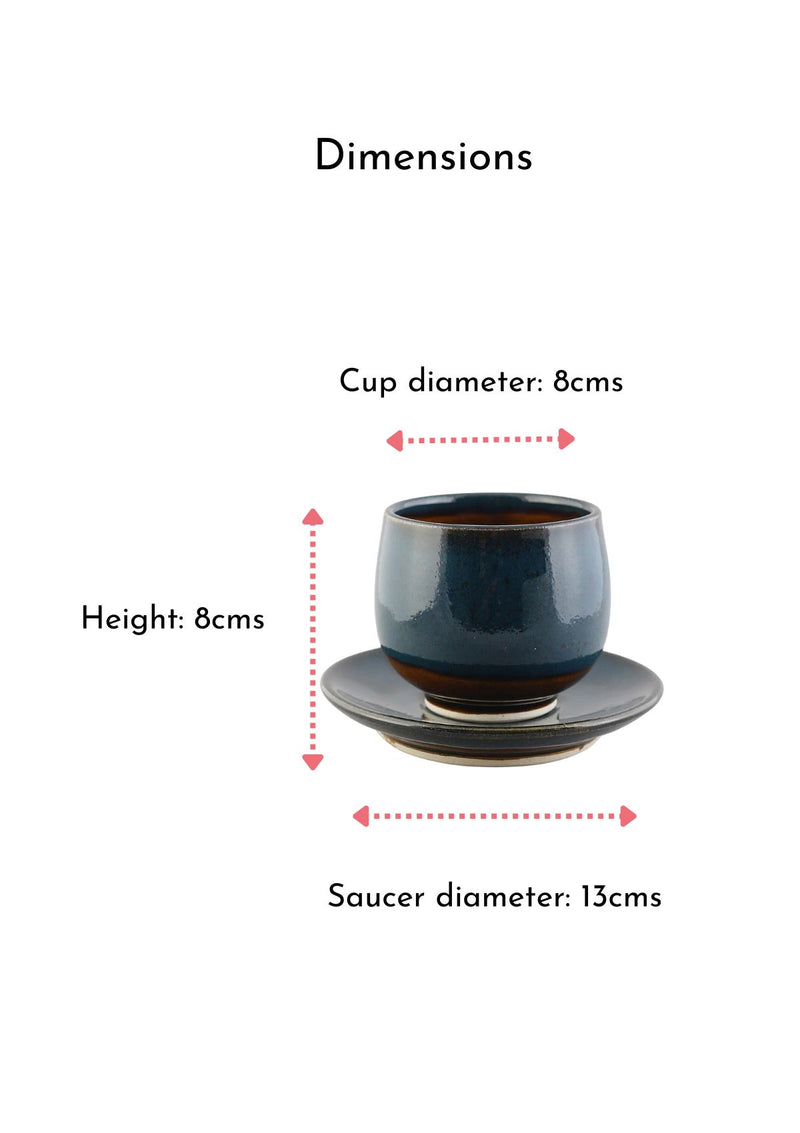 No handle cup saucer - Blue Green