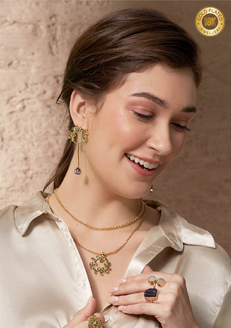Peridot and Amethyst Dangle Earring