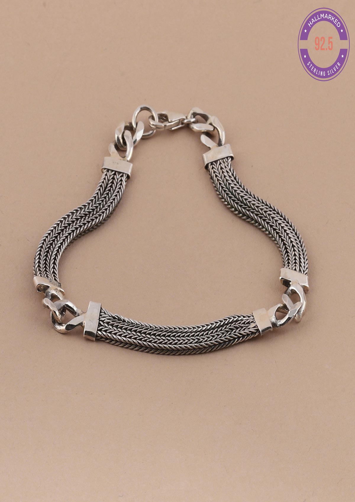 Three-layered Chain Silver Bracelet - IshqMe