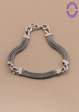 Three-layered Chain Silver Bracelet