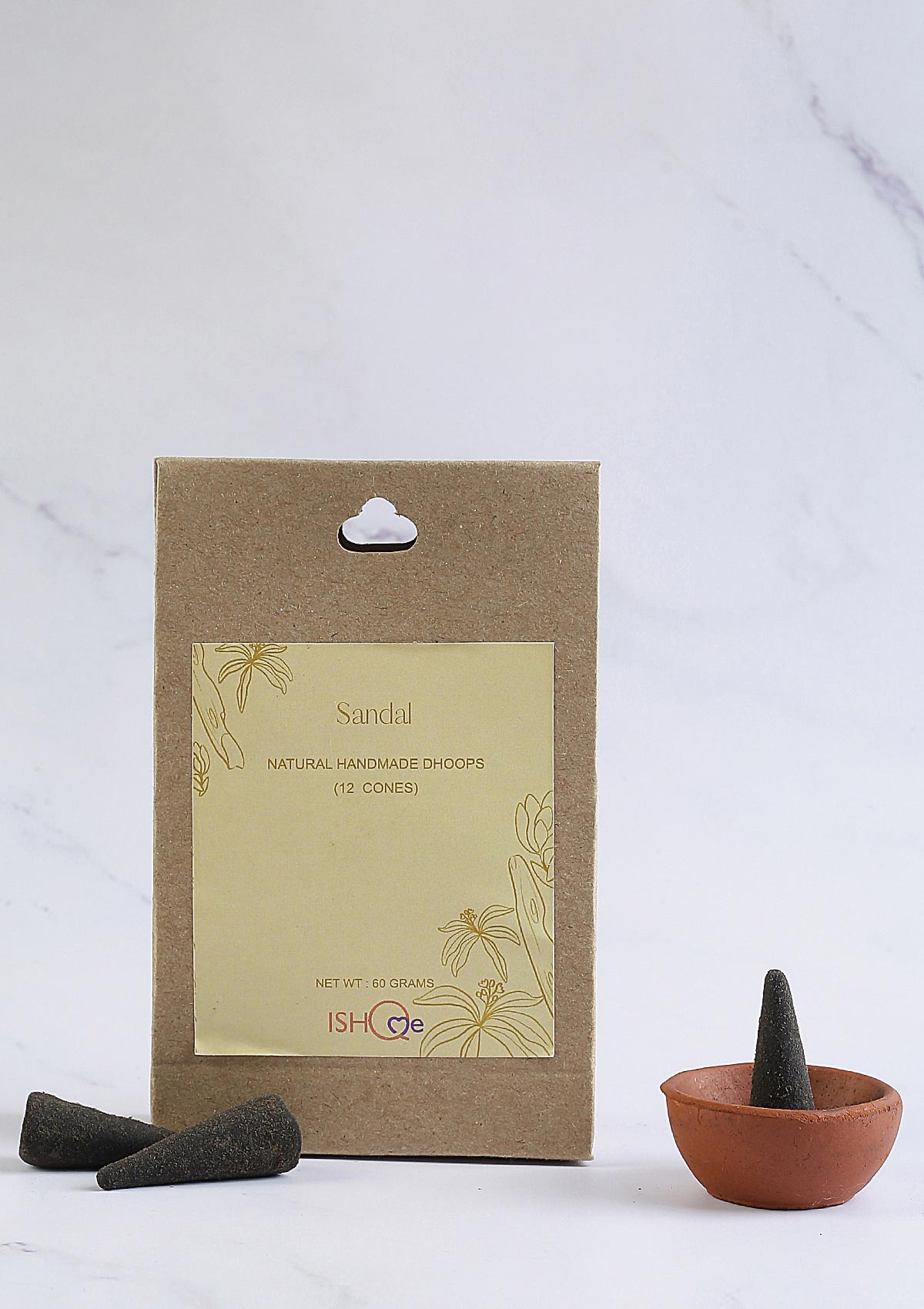 Scented Harmony: IshqMe's Sandal & Musk Dhoop Cones with Artistic Deep Turquoise sea Stand