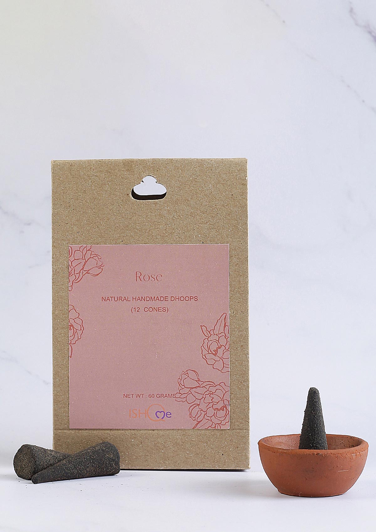 Fragrant Bliss: IshqMe's Rose and Jasmine Incense Cones with Deep Blue Stand - IshqMe