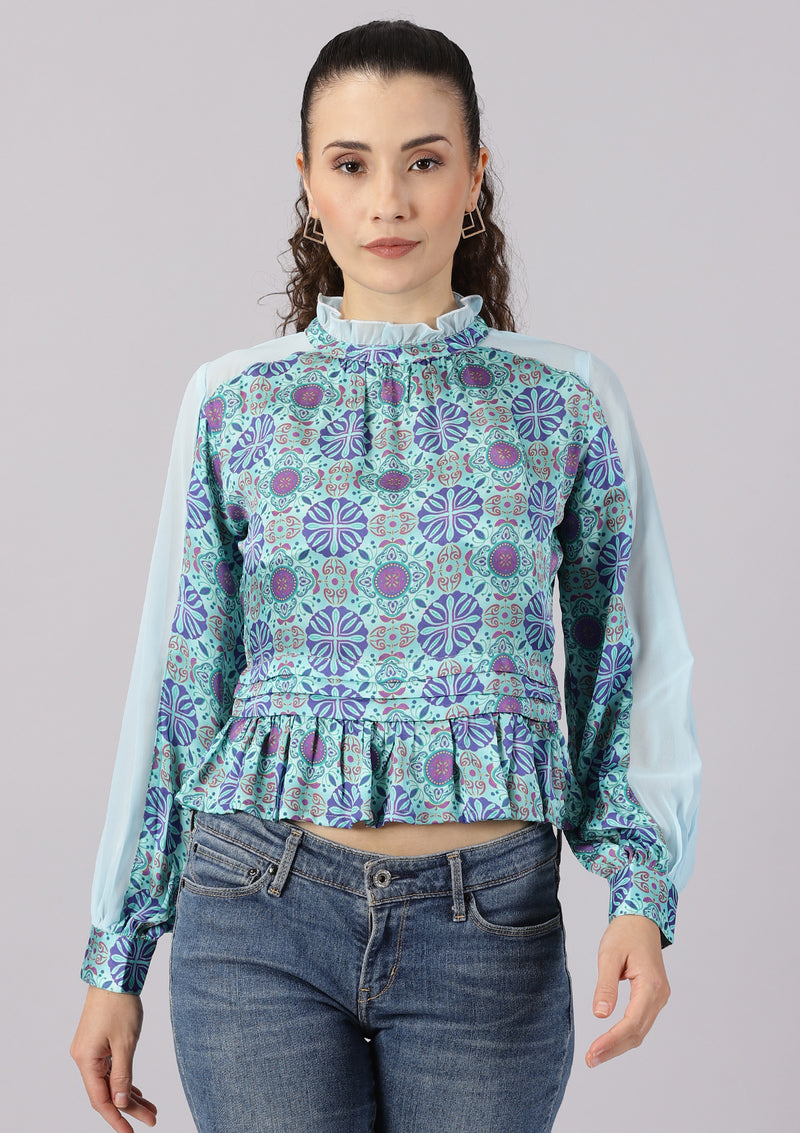 Zaraa - Arabesque Frill Collar Blouse – IshqMe