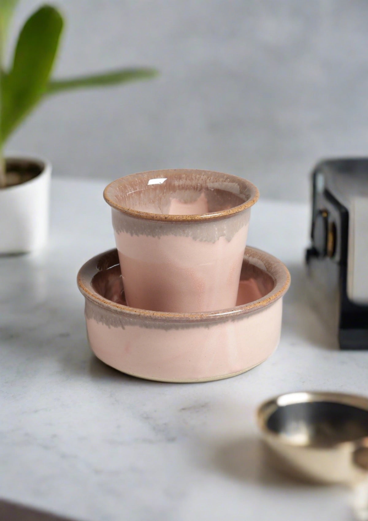 Filter coffee set of 2 - Pink and grey