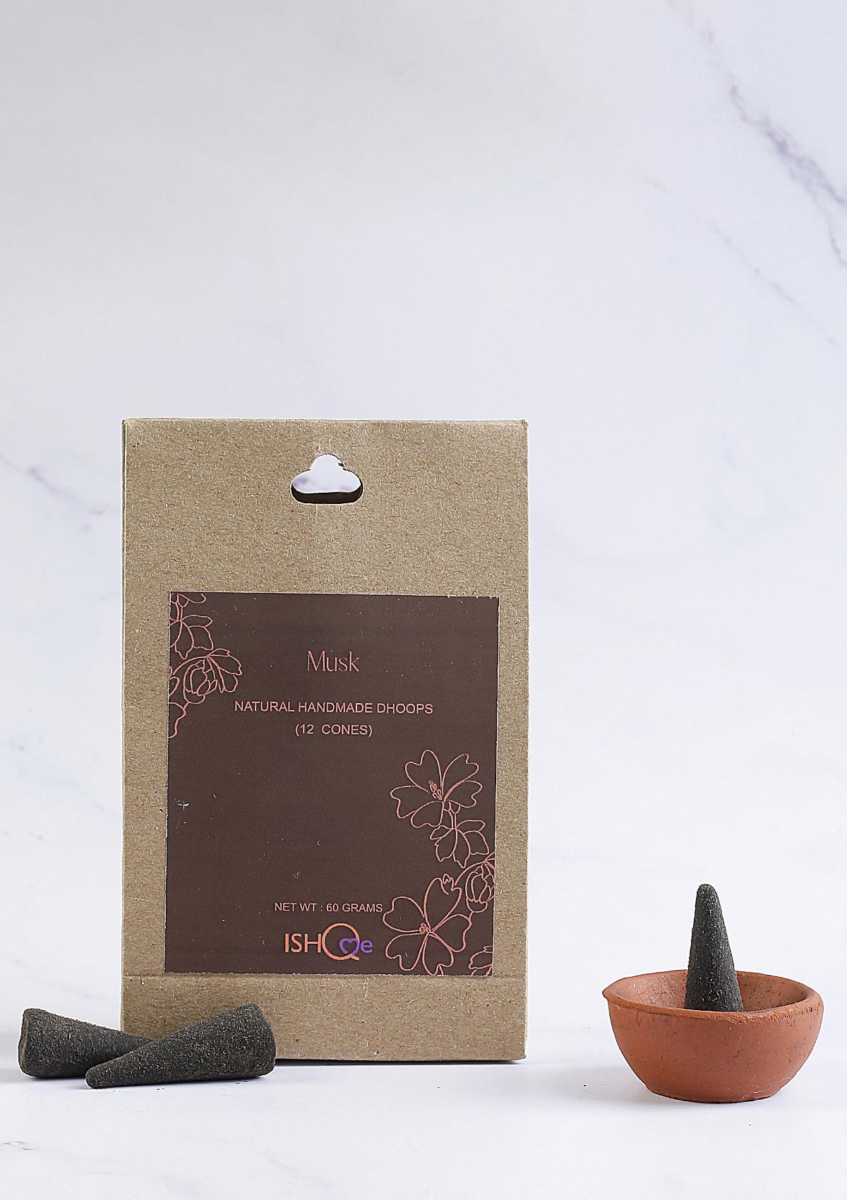 Scented Harmony: IshqMe's Sandal & Musk Dhoop Cones with Artistic Deep Turquoise sea Stand