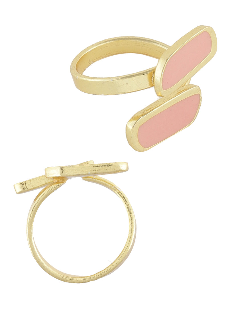 Pink Enamel Gold Plated Ring