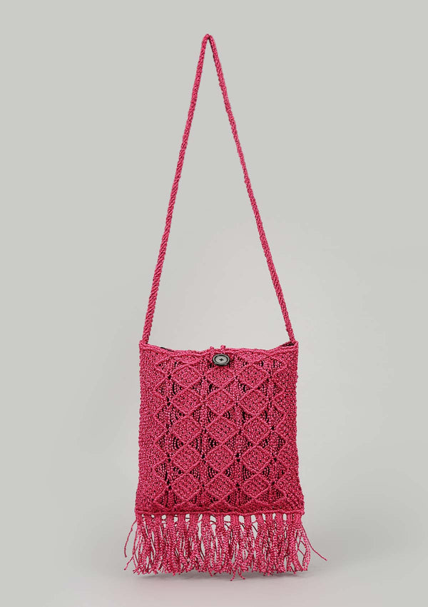 Pink malai Dori crochet bag
