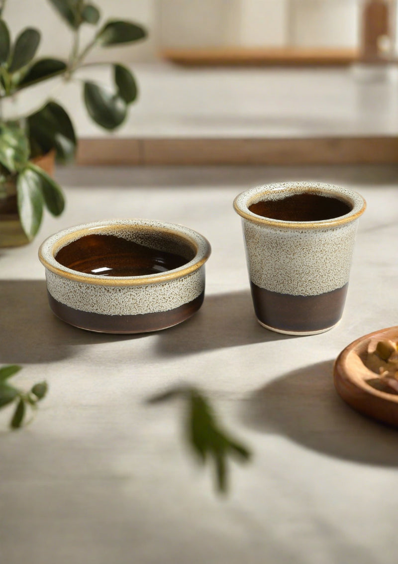 Filter coffee set of 2- Cream and brown