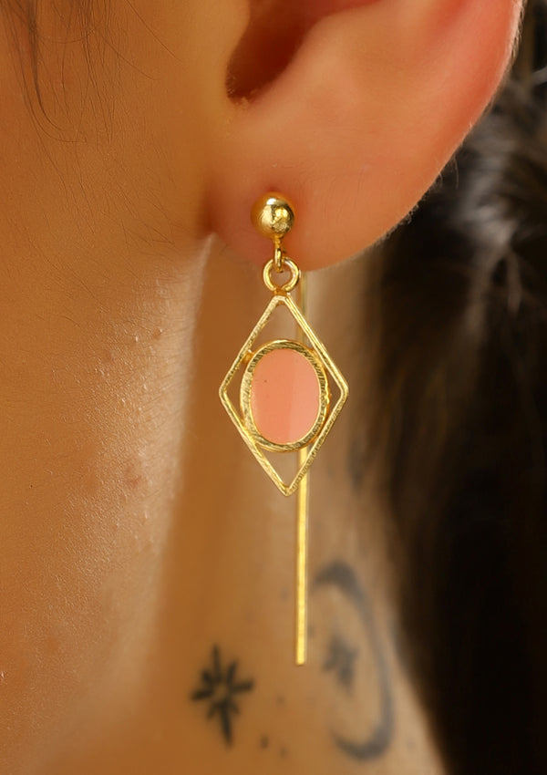 Pink Enamel Gold Plated Drops