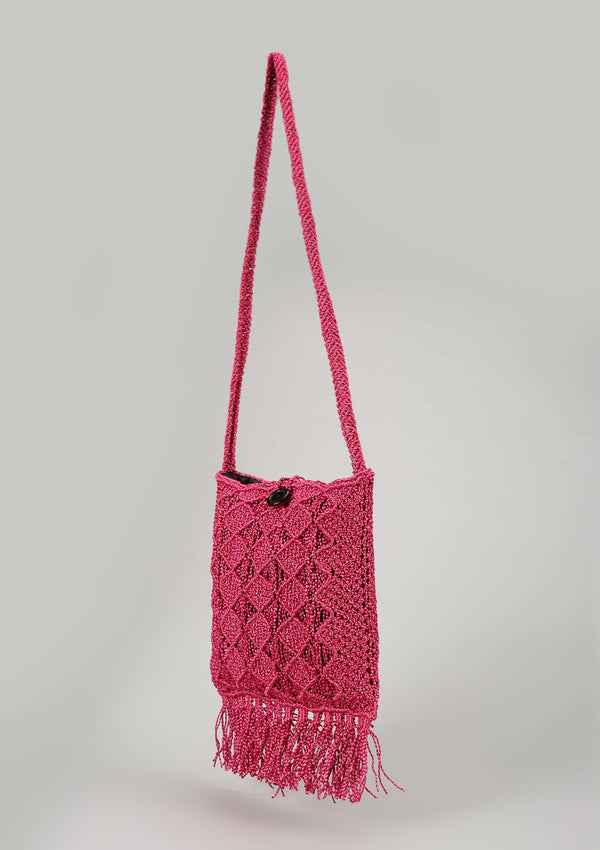 Pink malai Dori crochet bag