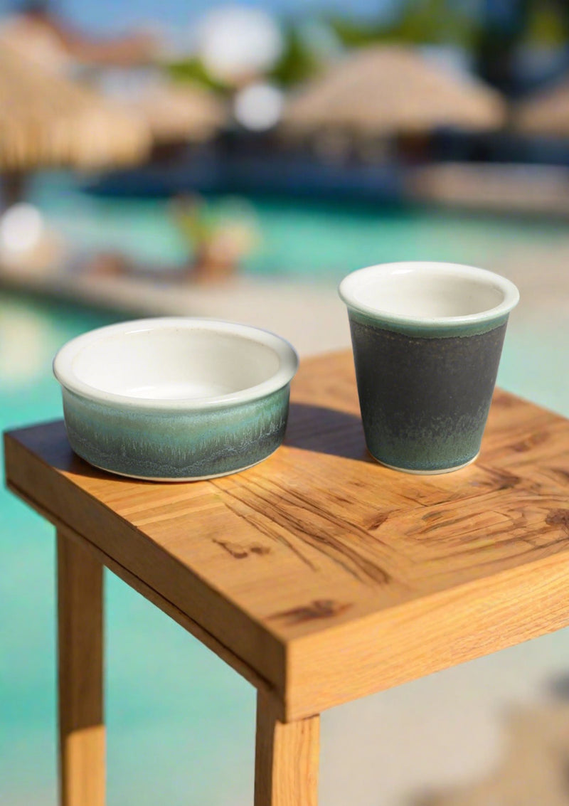 Filter coffee set of 2- Green and white