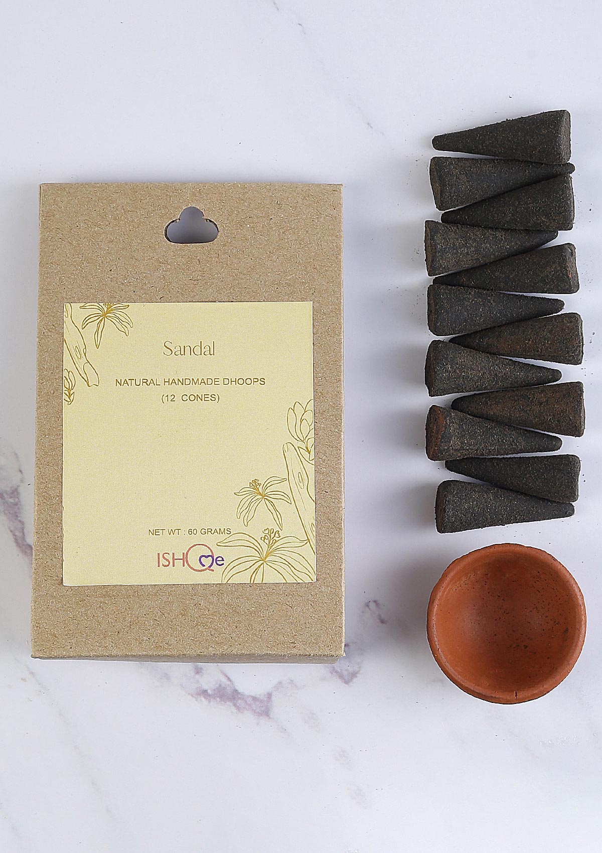 Scented Harmony: IshqMe's Sandal & Musk Dhoop Cones with Artistic Deep Blue Stand