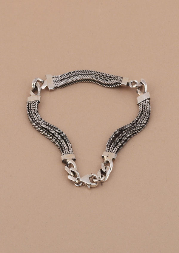 Three-layered Chain Silver Bracelet