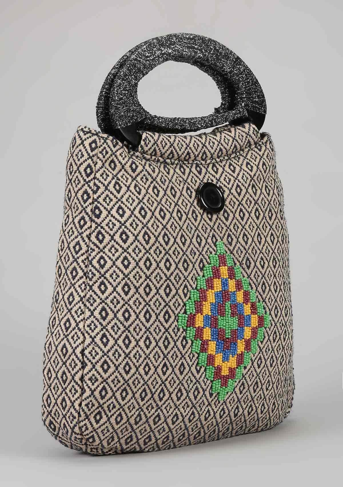 Jacquard bag with bead work - IshqMe