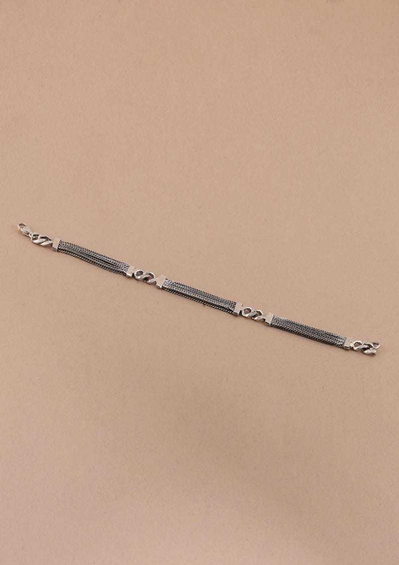 Three-layered Chain Silver Bracelet