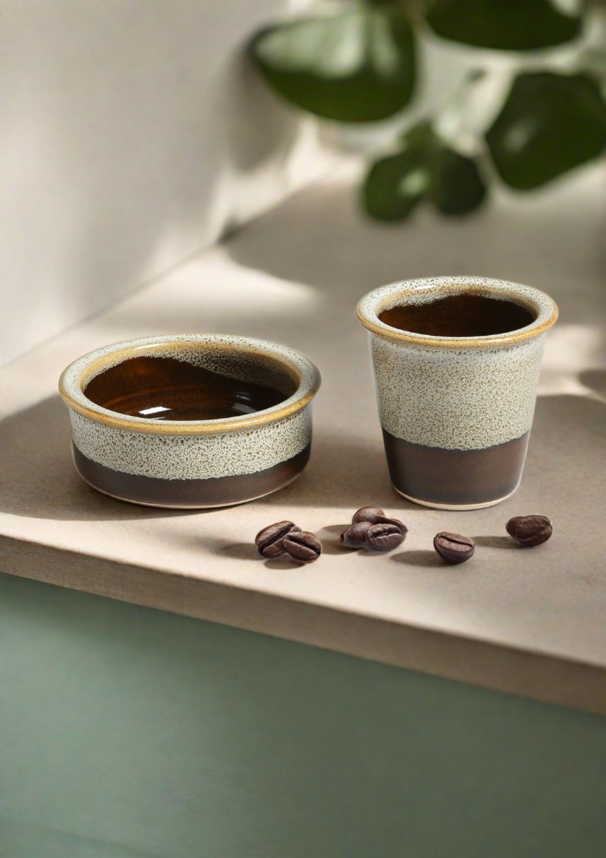 Filter coffee set of 2- Cream and brown