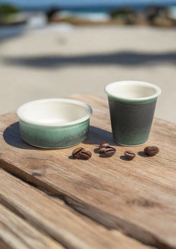 Filter coffee set of 2- Green and white