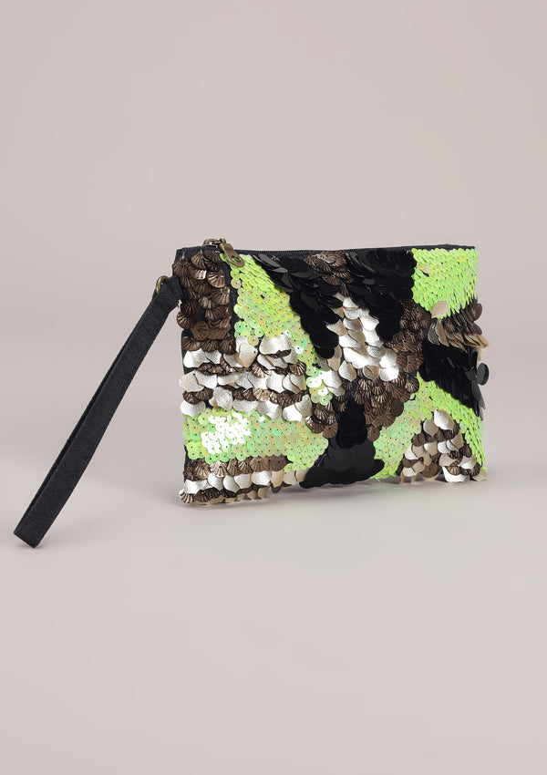 Neon Glam sequinned clutch