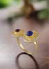 18K Gold Plated Adjustable Dual Stone Ring
