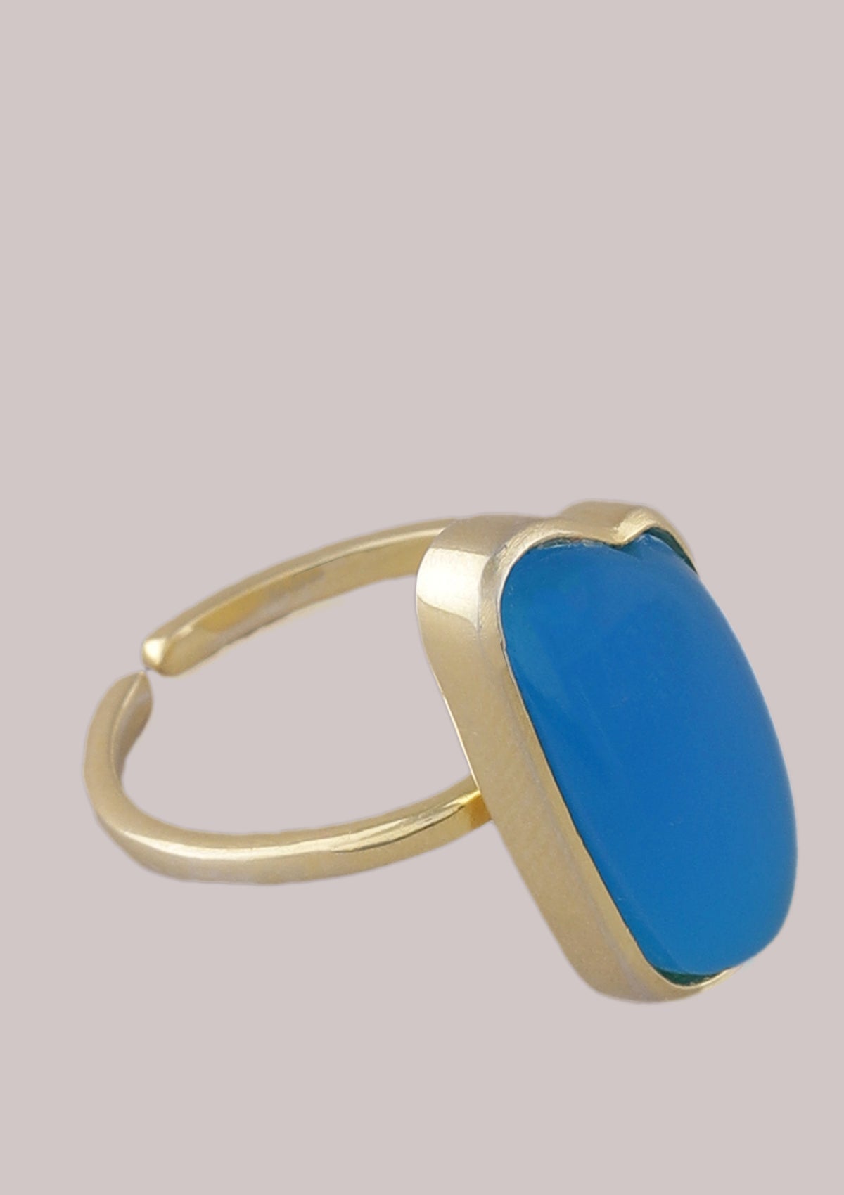 Aqua Chalcedony 18K Gold Plated Ring - IshqMe