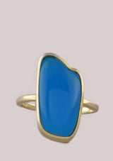Aqua Chalcedony 18K Gold Plated Ring