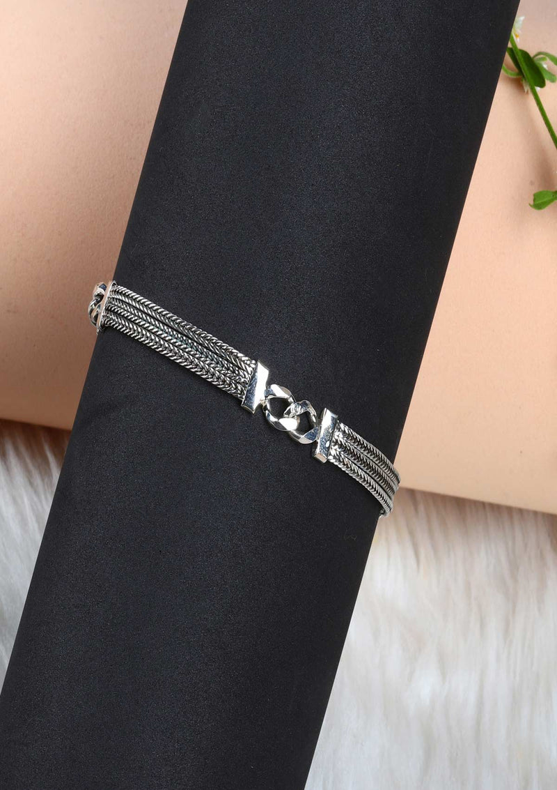 Three-layered Chain Silver Bracelet