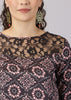 Jamila - Moroccan printed Lace accent blouse