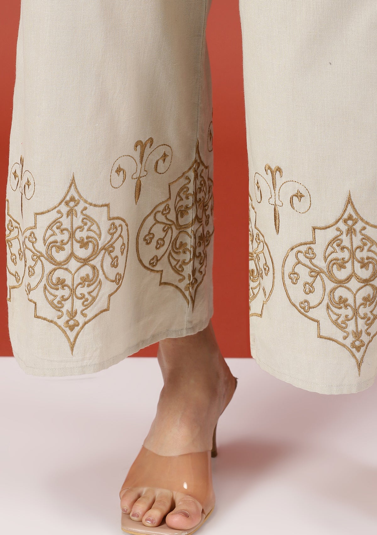 Noor -  Embroidered Halter jumpsuit - IshqMe