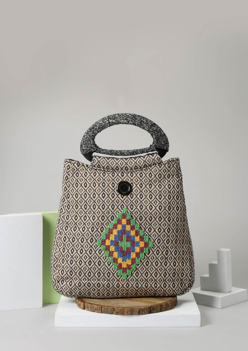 Jacquard bag with bead work