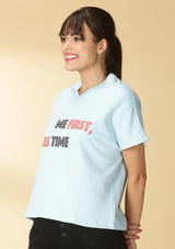 blue oversized t shirt