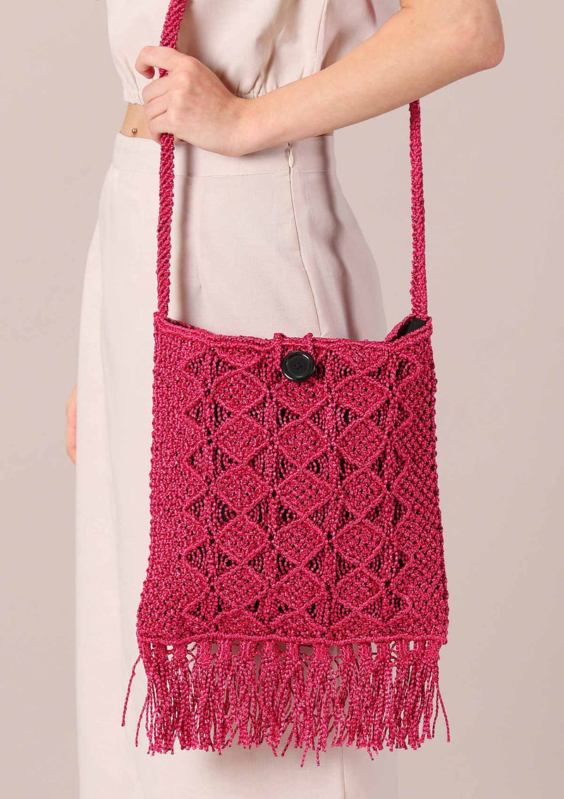 Pink malai Dori crochet bag