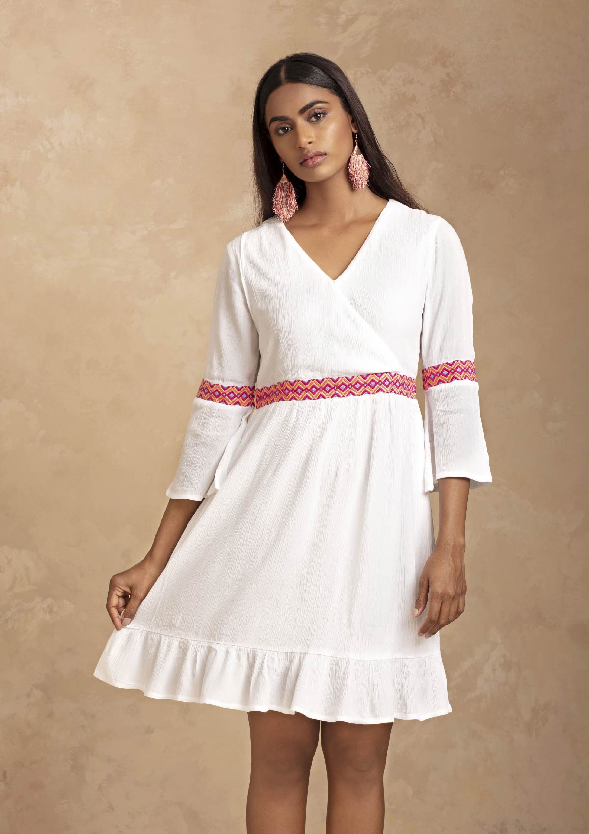 Adhara - Sassy White Dress with elegant Embroidery - IshqMe