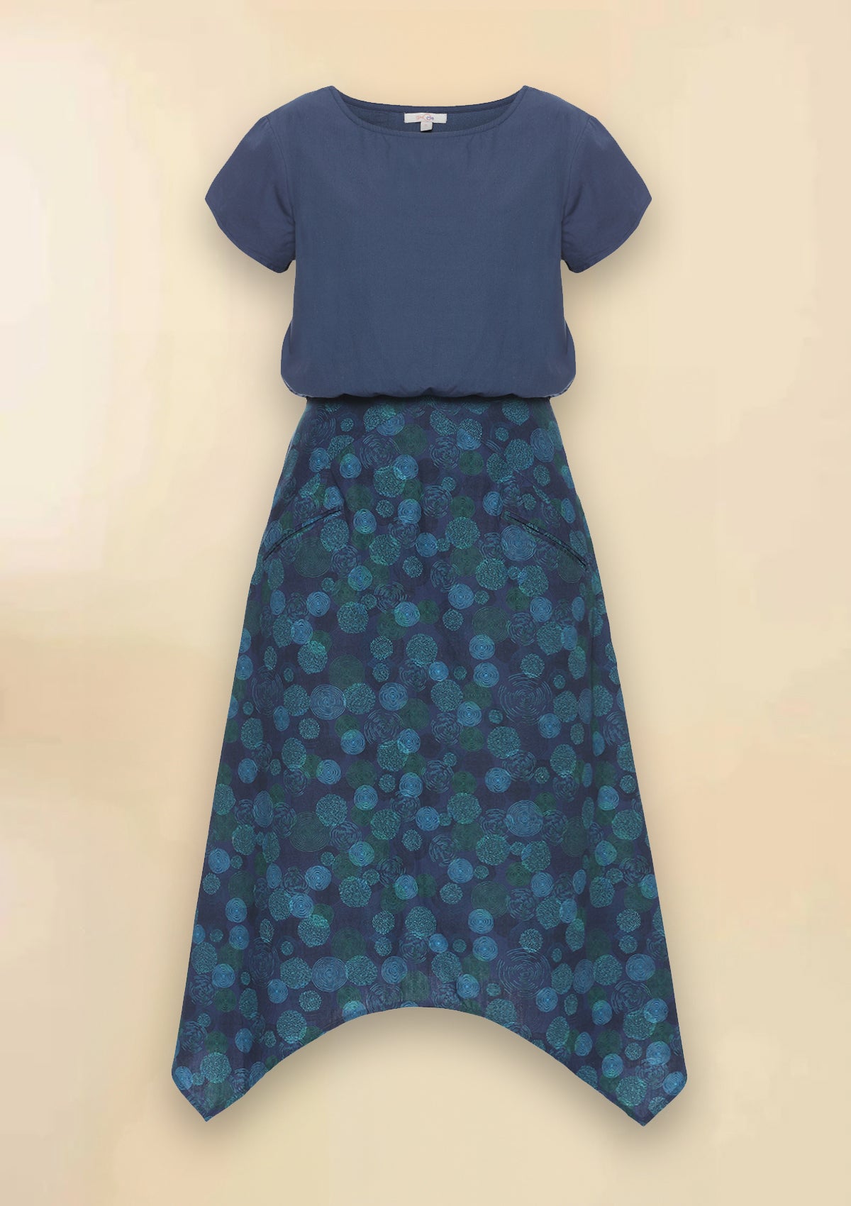 Aegean - Retro Printed Crop Top and Skirt - IshqMe