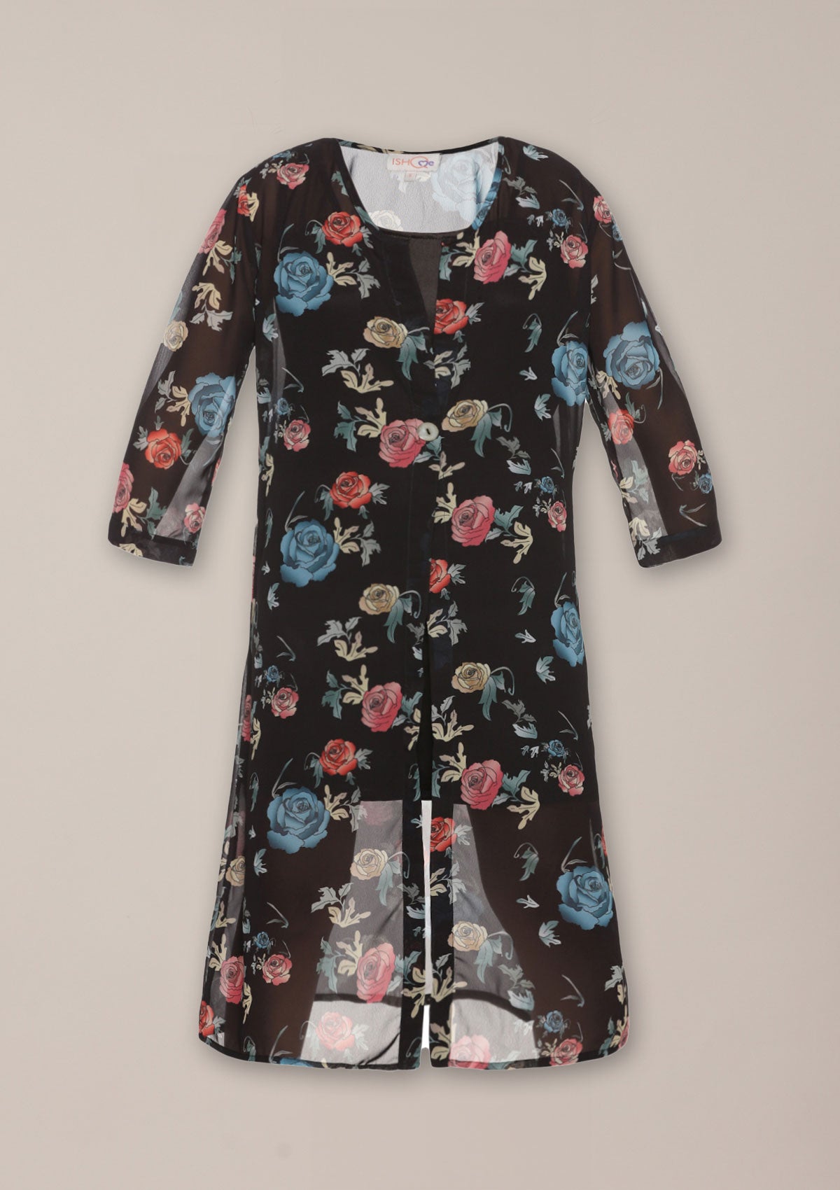 Black Rose - Floral Printed Two Piece Party Dress