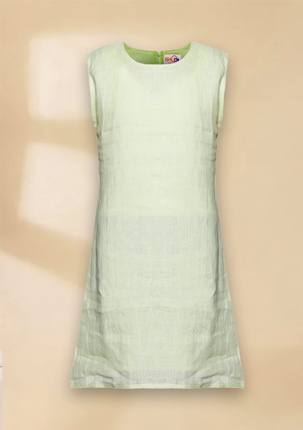 Nebula - Green Linen Shift Dress - IshqMe