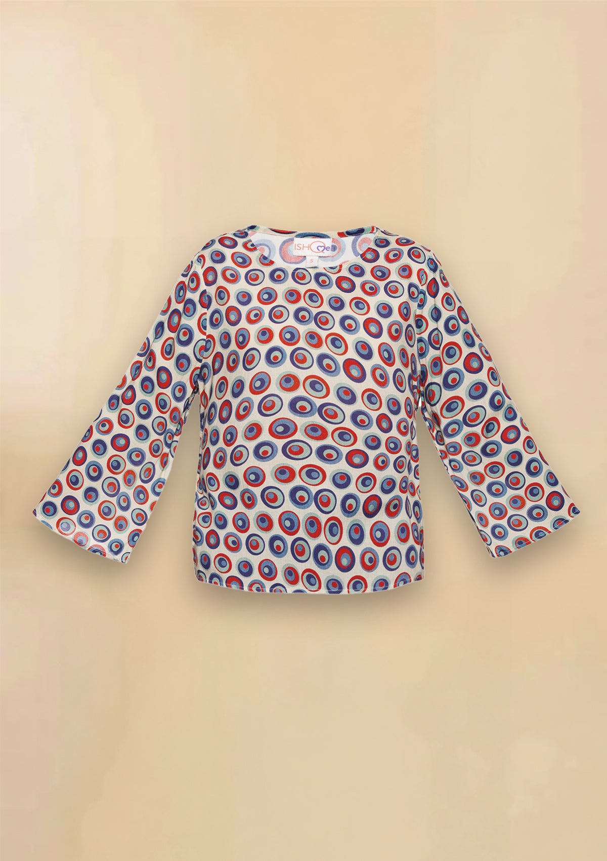 Face Print Mesh Flared Top