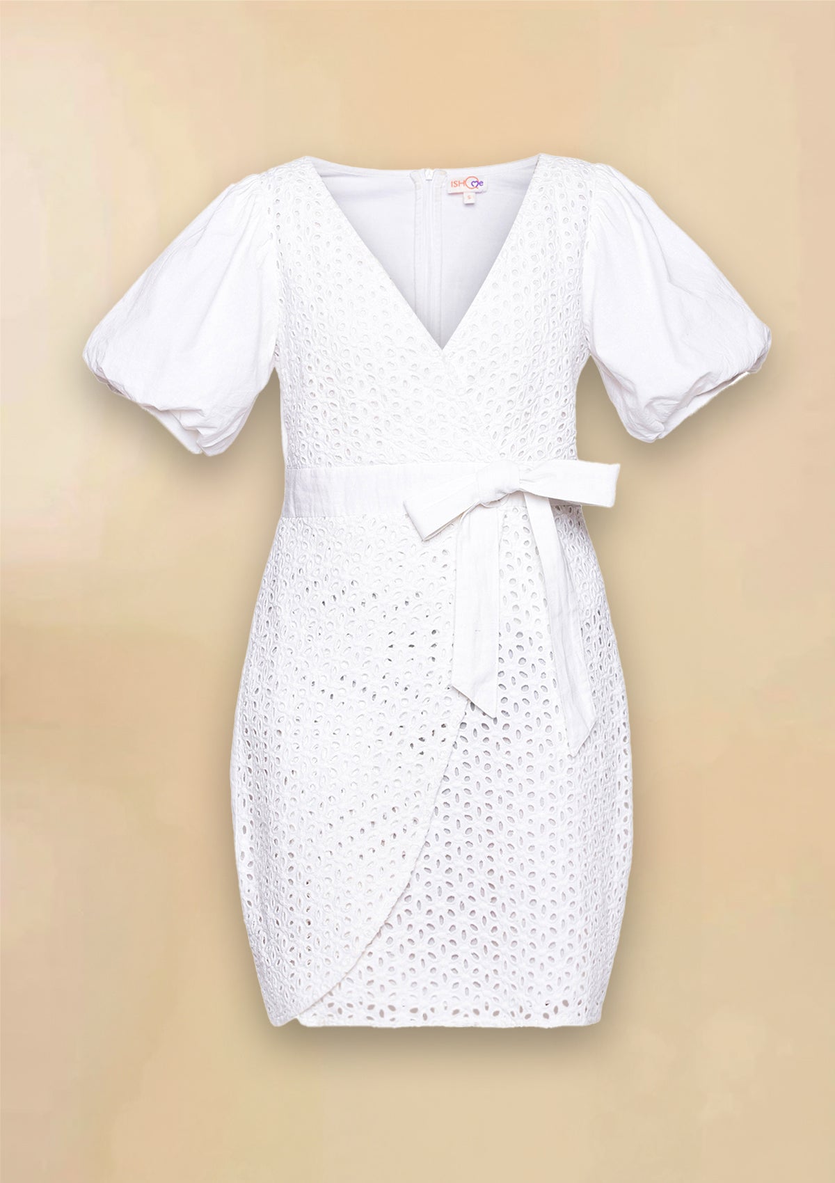 Pearl Dream - Schiffli Embroidered Overlap Dress - IshqMe