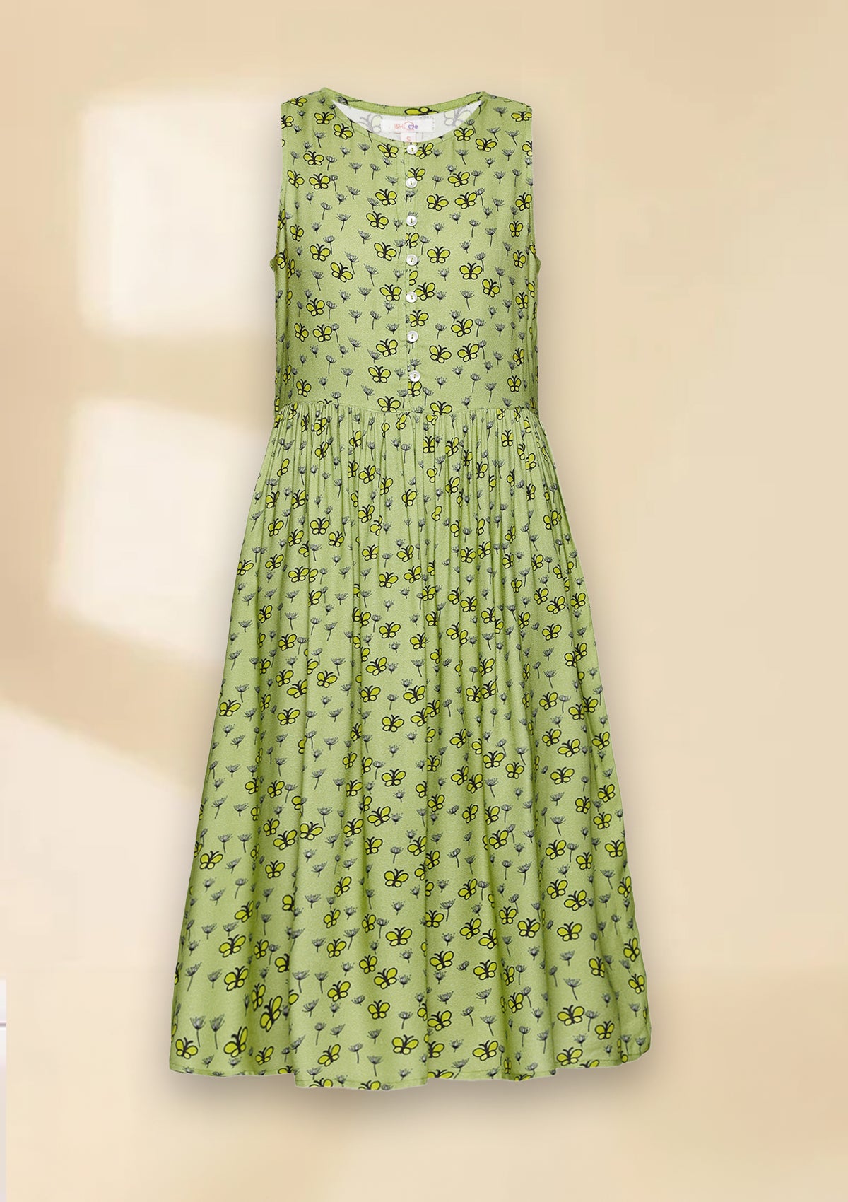Serene Meadow - Retro Printed A-line Dress