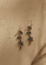 Silver Multi Stone Earring - Blue topaz, Peridot and Amethyst