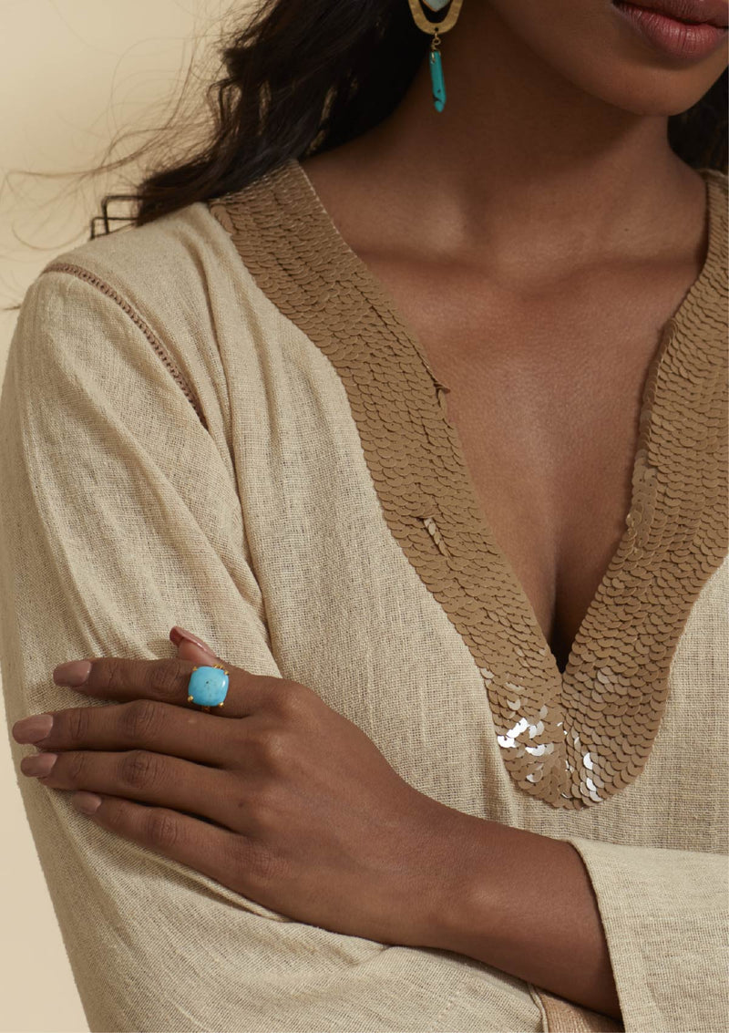 Turquoise Studded Silver Ring