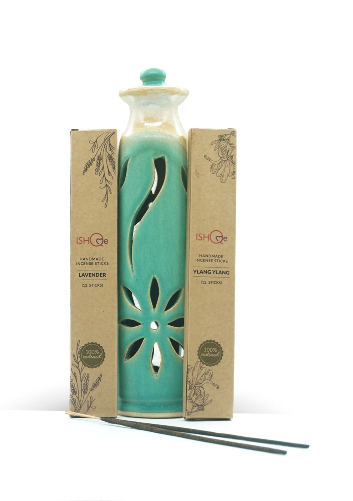 Incense Sticks and Incense Stand - Turquoise sea - Lavender & Ylang Ylang - IshqMe
