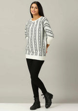 Batwing Pullover - White & Black