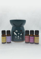 IshqME Soothing aroma Scents Ensemble: Ceramic Oil Diffuser & Essential Oil Selection