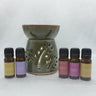 IshqME Calming Aroma Set: Olive Green Ceramic Diffuser & Relaxing Essential Oils - IshqMe