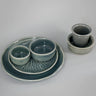 IshqME's Graceful Dining and Morning Delight Combo: Grey Green Ceramic Serving Set & Grey Coffee Set - IshqMe