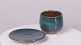 No handle cup saucer - Blue Green