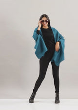 Knitted Poncho - Blue