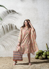 Retro Printed Kaftan Dress