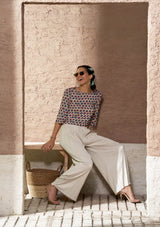 Printed Flared Sleeve Top